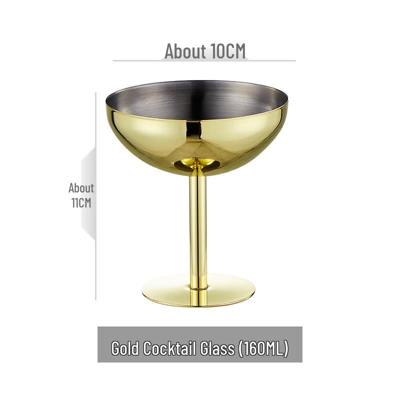 Creative High-Stemmed Stainless Steel Cocktail and Ice Cream Glass