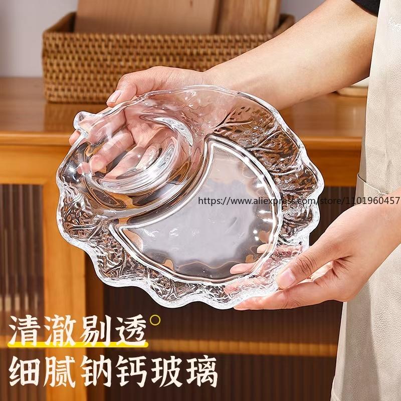 2pcs Leaves Dumpling Plates Transparent Household Dim Sum  Snack Fruit