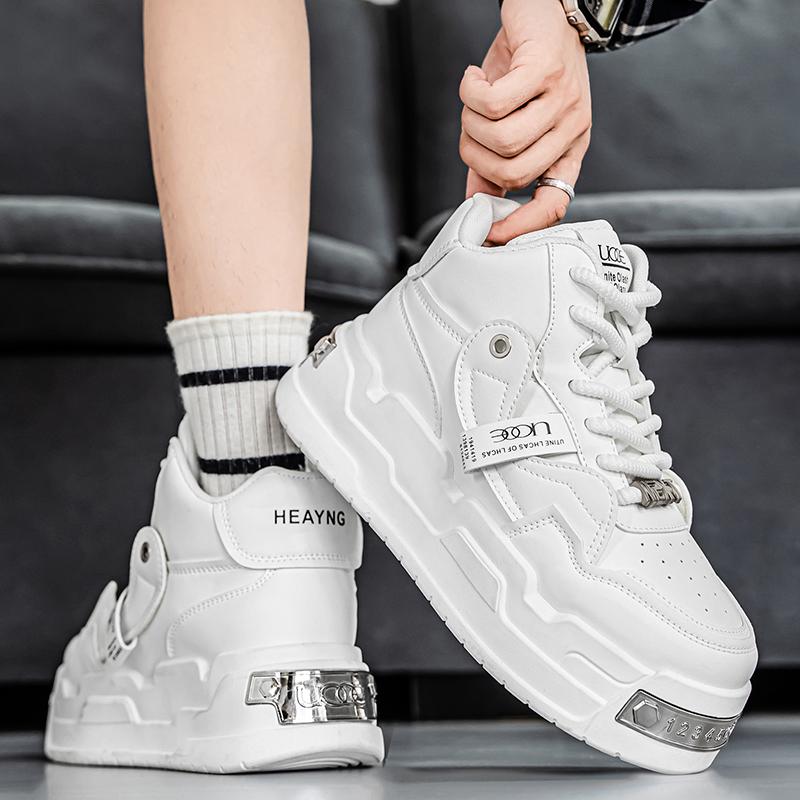 Klobiger Sneaker Herren Designer Weiche Sohle Board Schuhe Mode Lässig Leder Stoff Atmungsaktiv Höhe Erhöht Plateau Sportschuhe