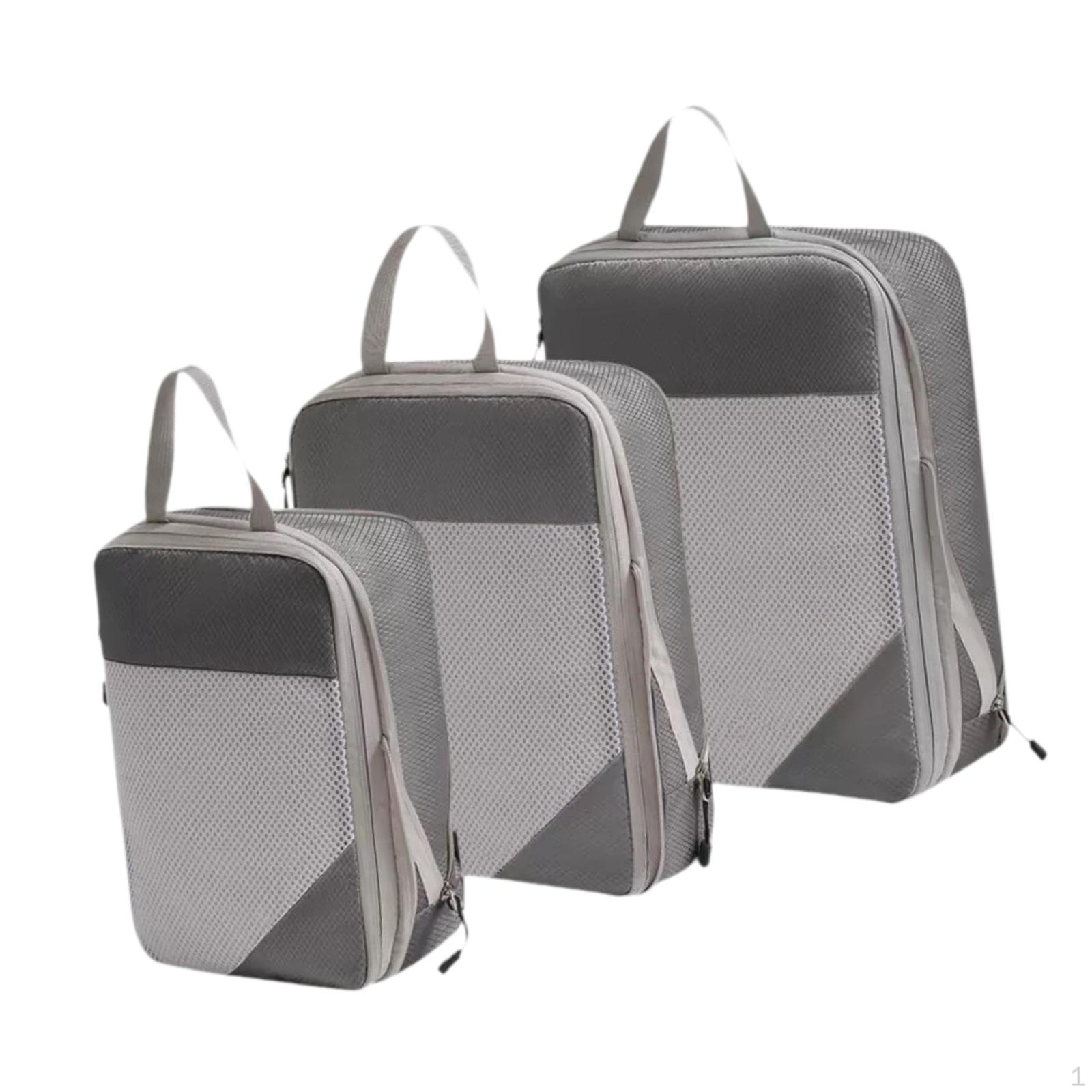 

Набор из 3 компрессионных сумок для хранения, упаковочных кубиков, путешествий для кемпинга, ежедневного использования, серый