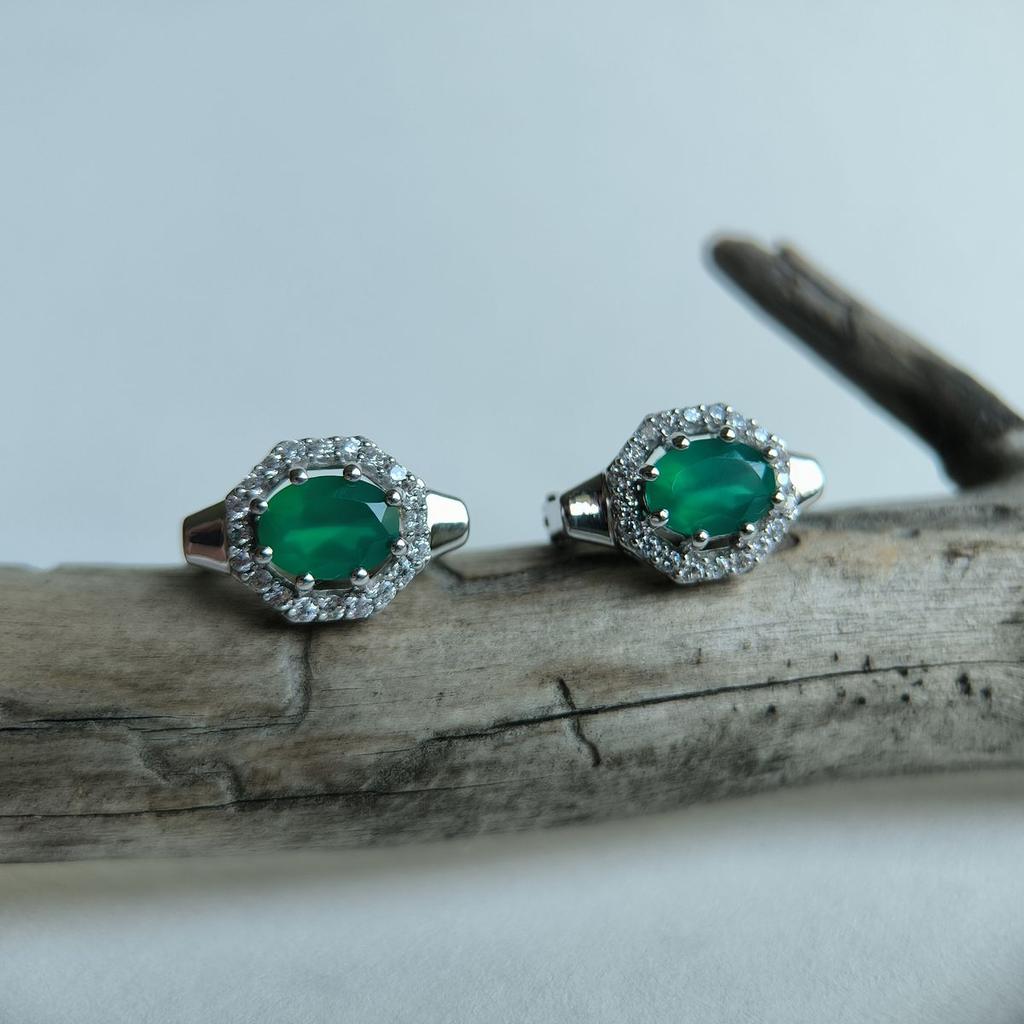 Silver Earrings with Natural Agate 3.252ct (2189848)