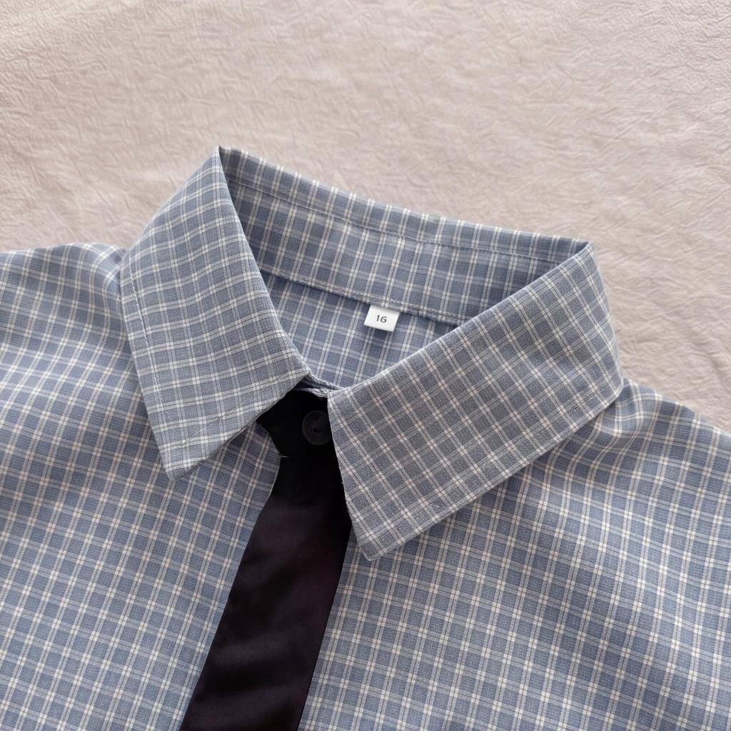 Boys Cotton Checkered Short Sleeve Shirt Summer Lightweight Casual Top