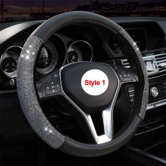 Universal Car Steering Wheel Cover Wrap Rhinestones For Woman Girl Lovely Cute