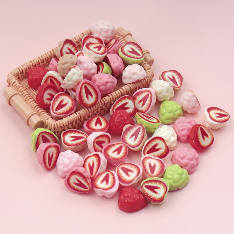 50/500Pcs Mini Dollhouse Miniature Food Diy Scene Decoration Mini Colorful Strawberries Series Doll Accessories Scrapbooking