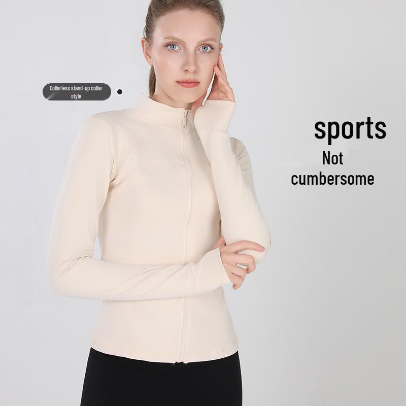 Women's Slim Fit Stand Collar Fitness Jacket and Yoga Pants Set for Autumn/Winter