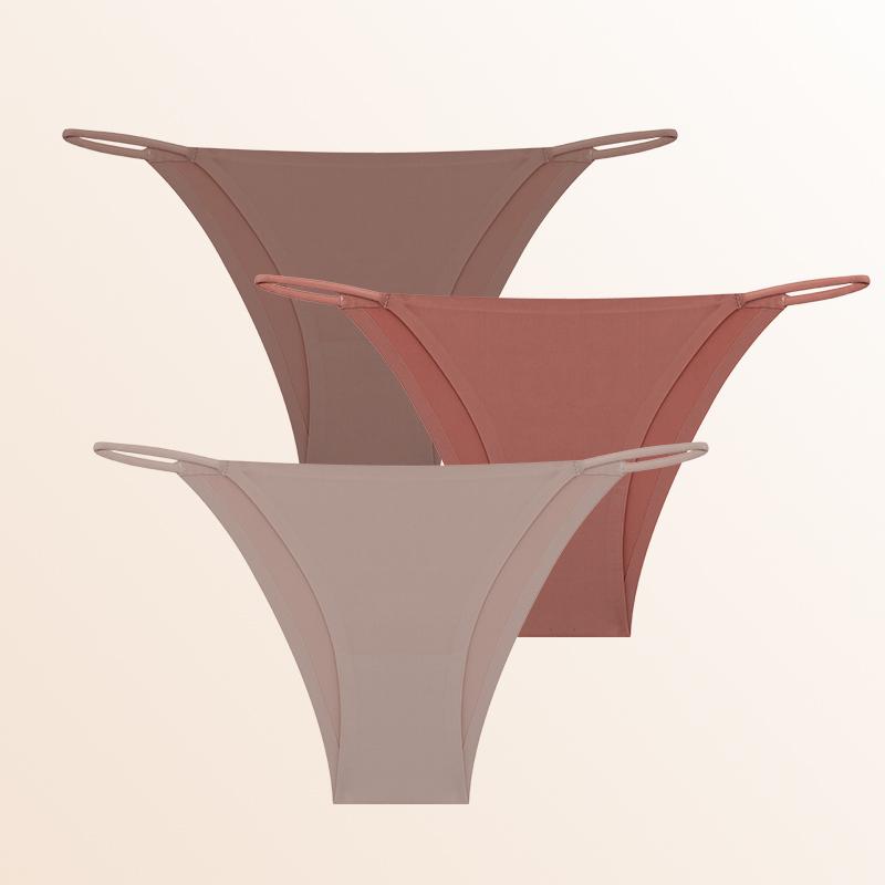 3Pcs Seamless Ice Silk Underwear New Color Sexy Thin Strap Briefs Girls Low Waist Breathable Panties No Trace Lingerie