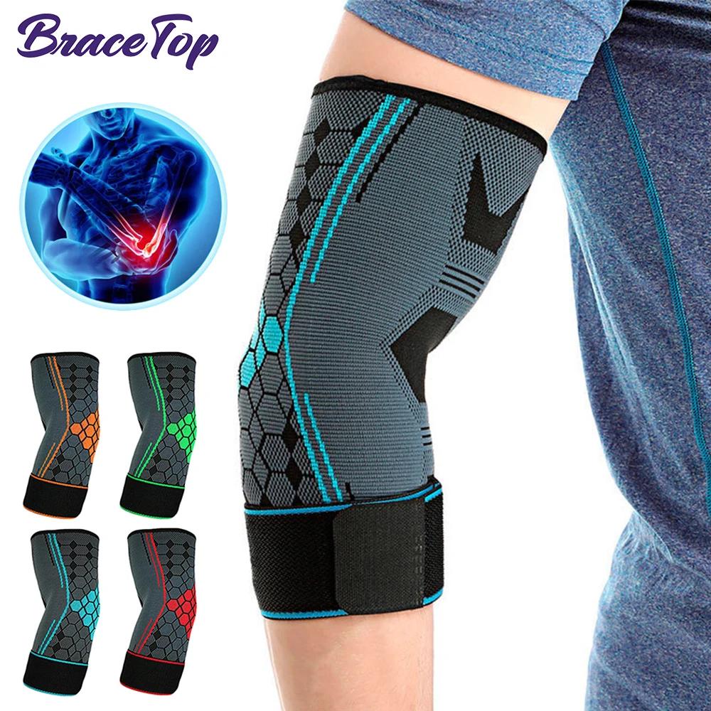 Bracetop 1 Pc Sport Elbow Brace Adjustable Compression Elbow Support For Tendonitis Arthritis,Bursitis,Golfers Elbow Pain Relief