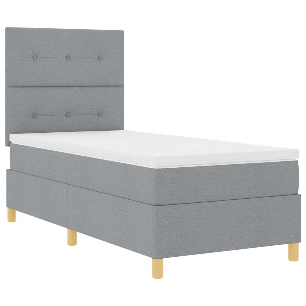 Box Spring Bed with Headboard Light Grey 100 x 200 cm Fabric