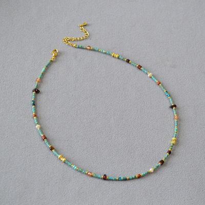 Retro Art Irregular Baroque Turquoise Beaded Necklace