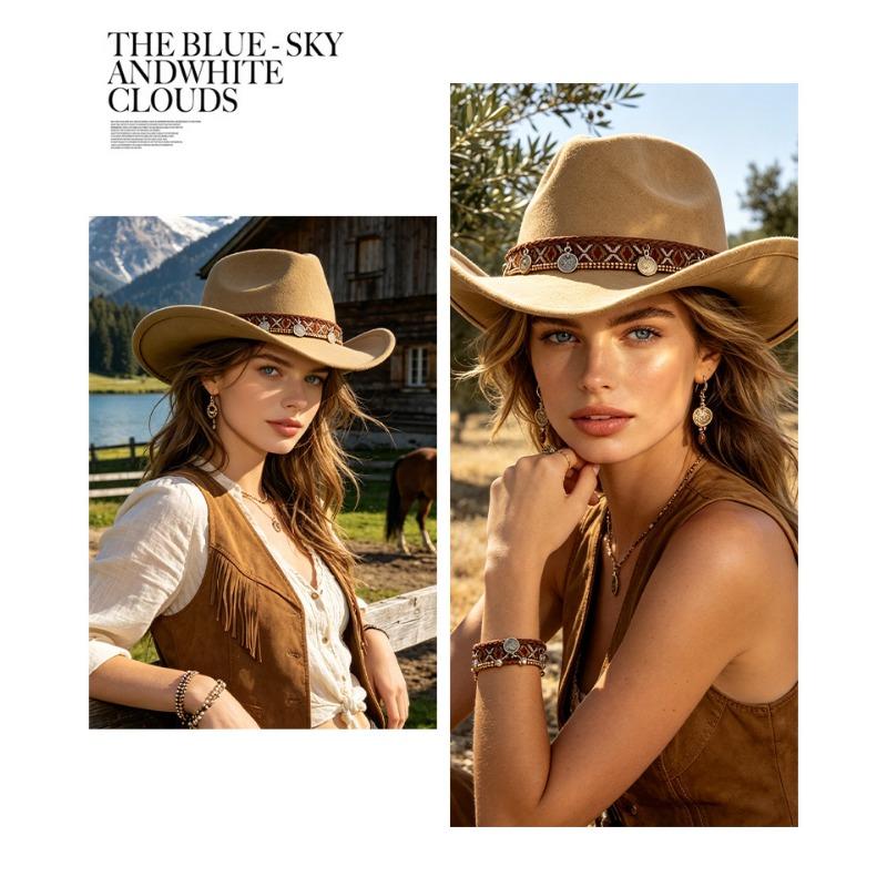 Women S Unisex Panama Hat Western Jazz Style Hat Winter Autumn