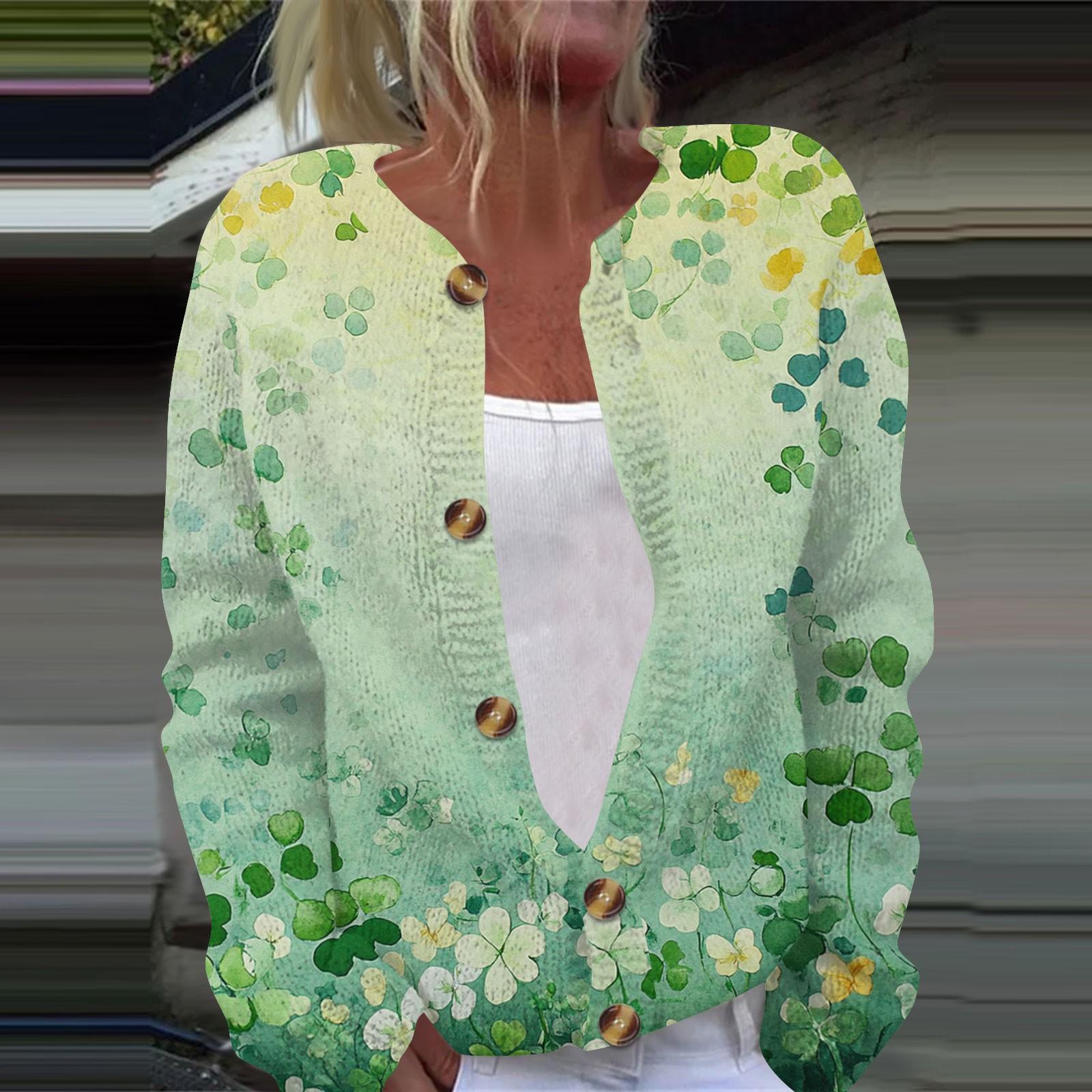 

Женская модная принтованная куртка с длинным рукавом и вязанным кардиганом на пуговицах XXL