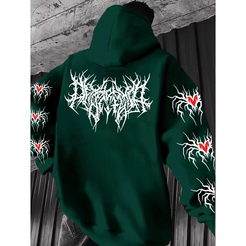 Unisex Y2K Gothic Punk Graphic Hoodie Oversized Long Sleeve Streetwear Sweatshirt