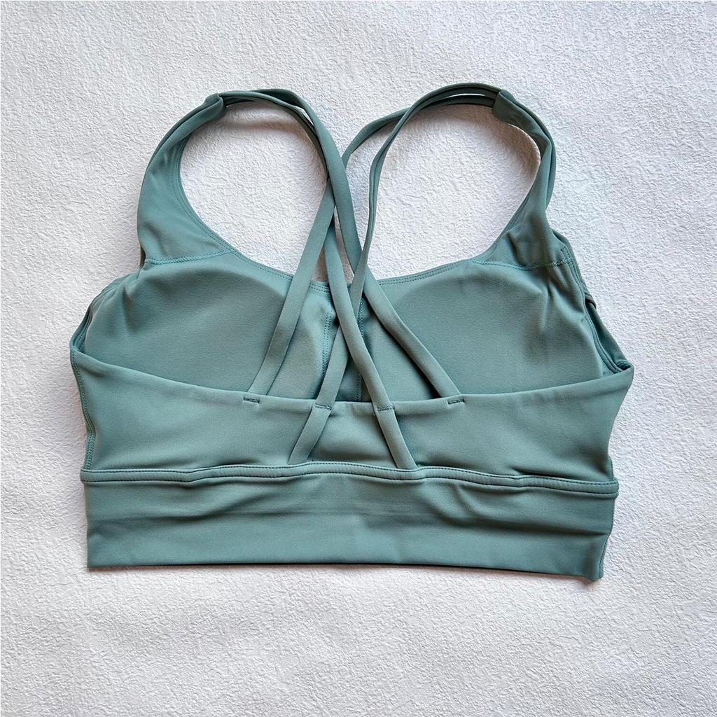 Lulu Yoga Fitness Crossback Nude Sports Bra for Women – Shock Absorption, Stylish, Gathered Design