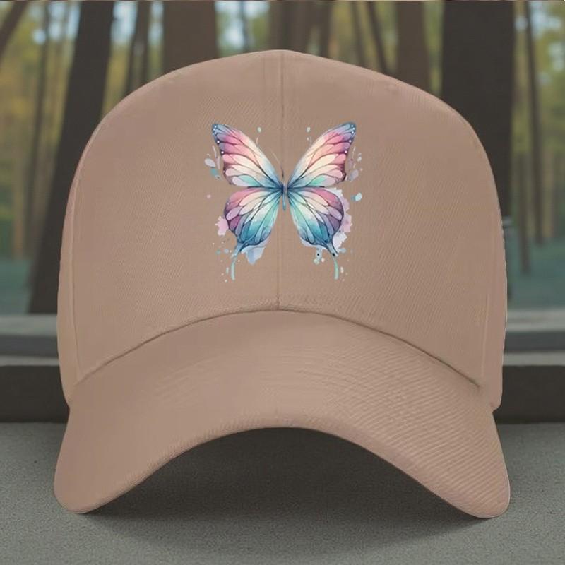 Watercolor Butterfly Baseball Cap Adjustable Polyester Summer Outdoor Sun Hat Unisex