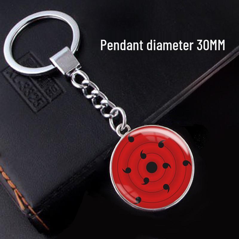 Naruto Sharingan Time Gem Silver Keychain Ornament