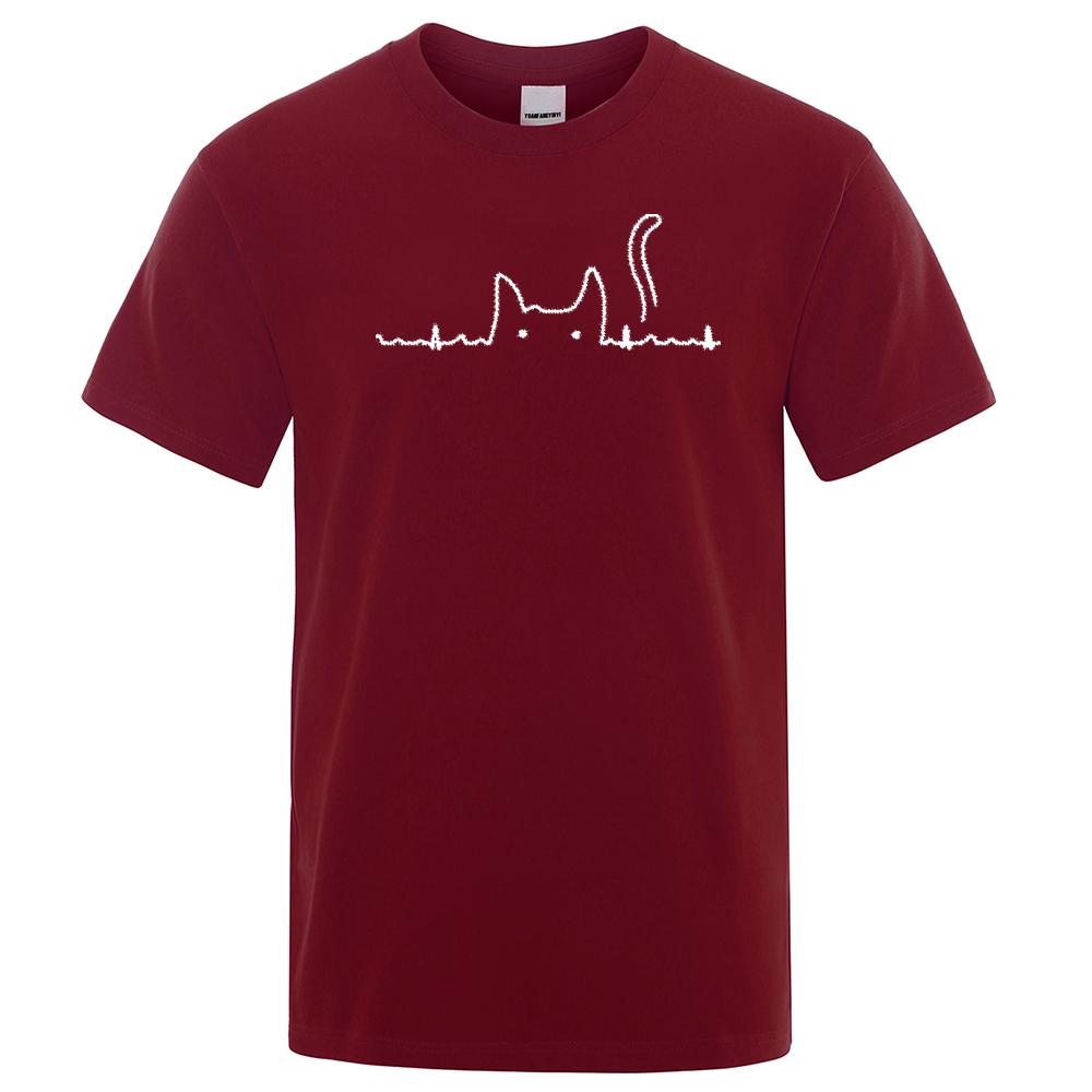 Casual Mens T Shirts Cat Cute Pritned Summer Cotton O-Neck T-shirt for Men Short Sleeve Top Tee Shirt Funny Streetwear T-shirts