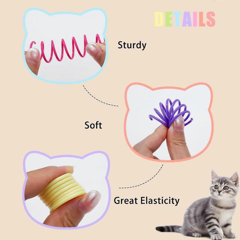 Cat Spring Toy Pack Of 12 Colorful Plastic Spiral Interactive Toy For Indoor Cats To Swat