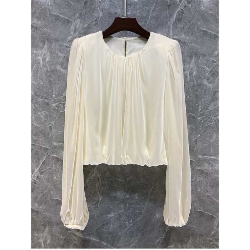 

9p05 Petty Bourgeoisie Shirt European Goods Vintage Top Silk Apricot S