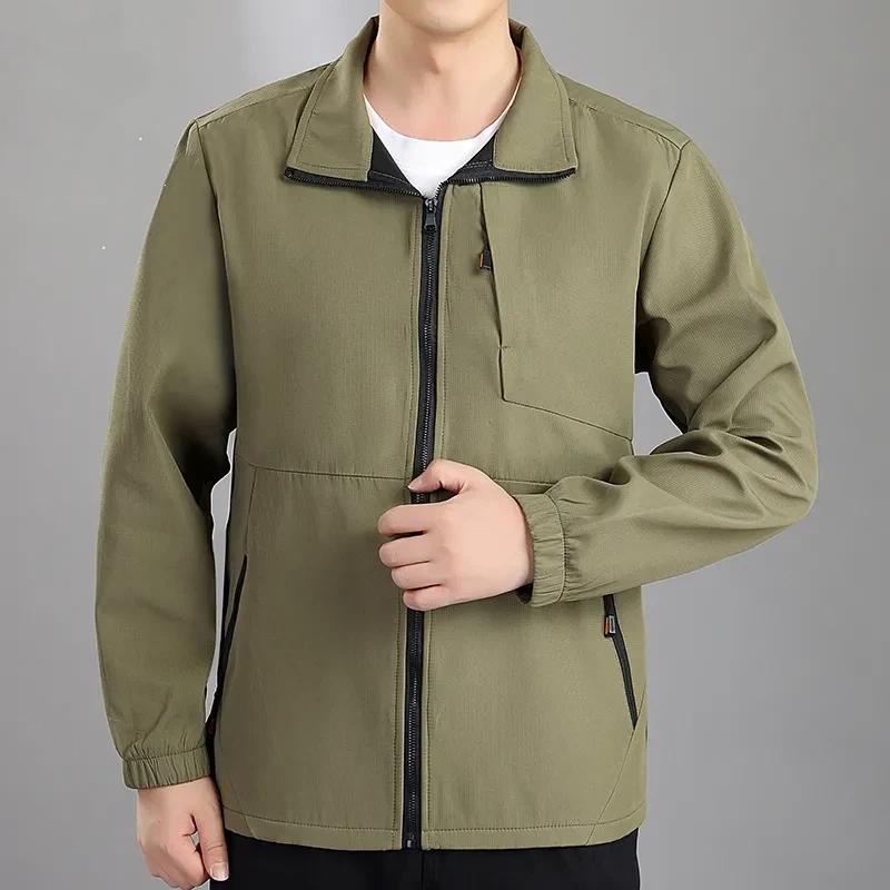 New Spring Autumn Men's Small Checkered Jacket Waterproof Outdoor Sports Leisure Wear-resistant Workwear Loose Top Jacket