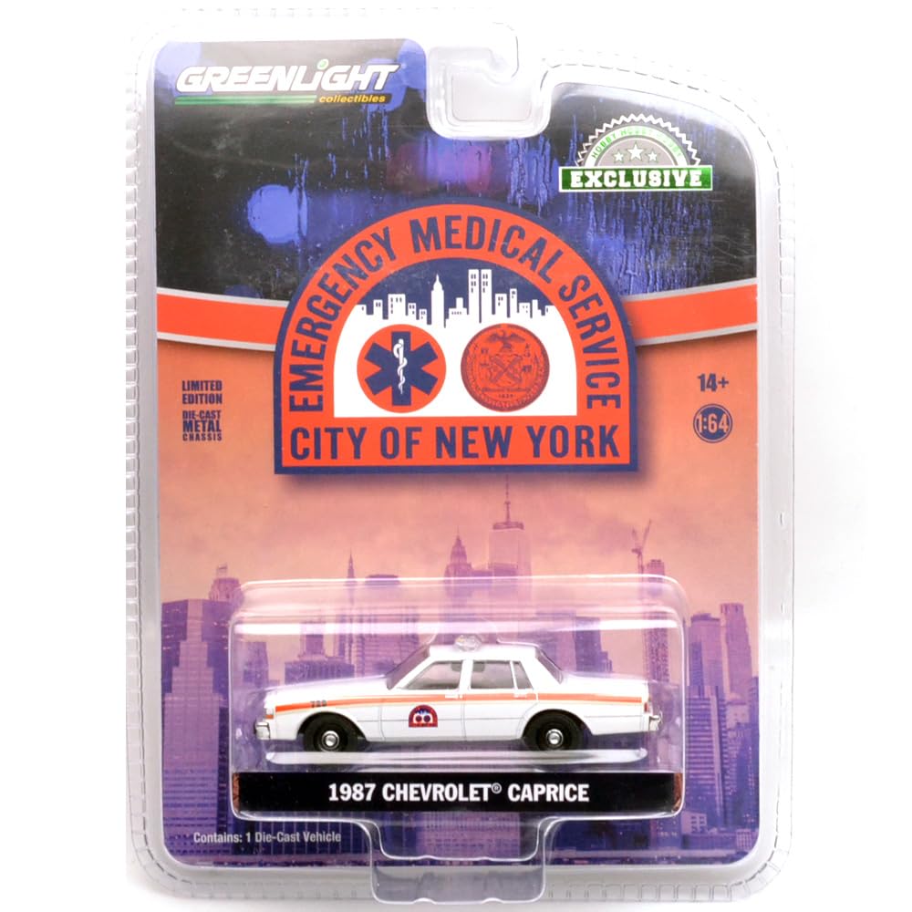 GREENLIGHT Масштаб 1/64 1987 Chevrolet Caprice - NYC EMS зелёный