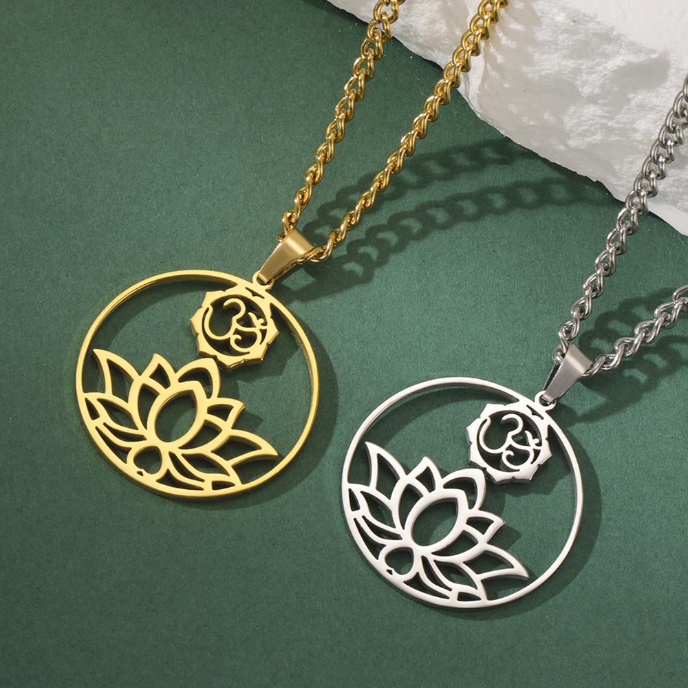 Dawapara Indien Tamil Om Symbol mit Dreizack Anhänger Edelstahl Halskette Om Shiva Symbol Yoga Vintage Talisman Schmuck