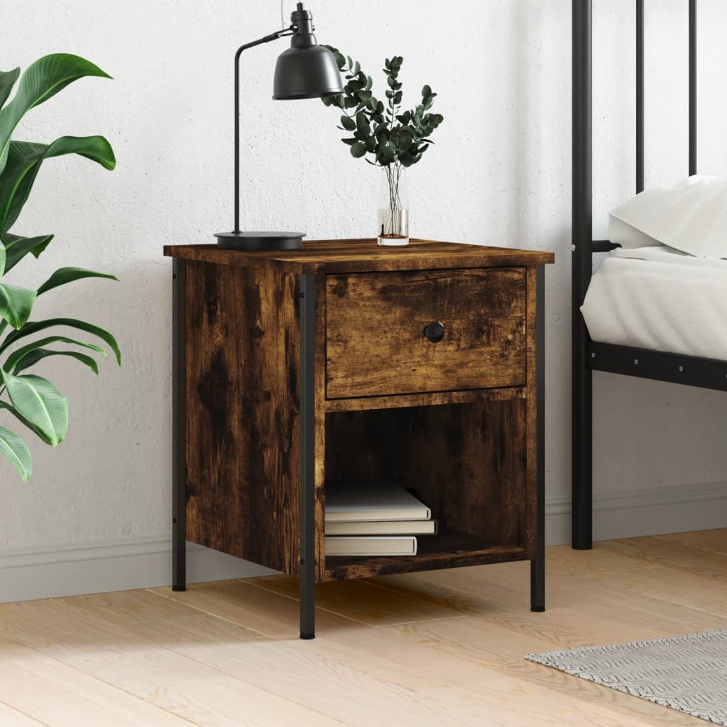 Nightstand Smoked Oak 40x42x50 Cm Engineered Wood