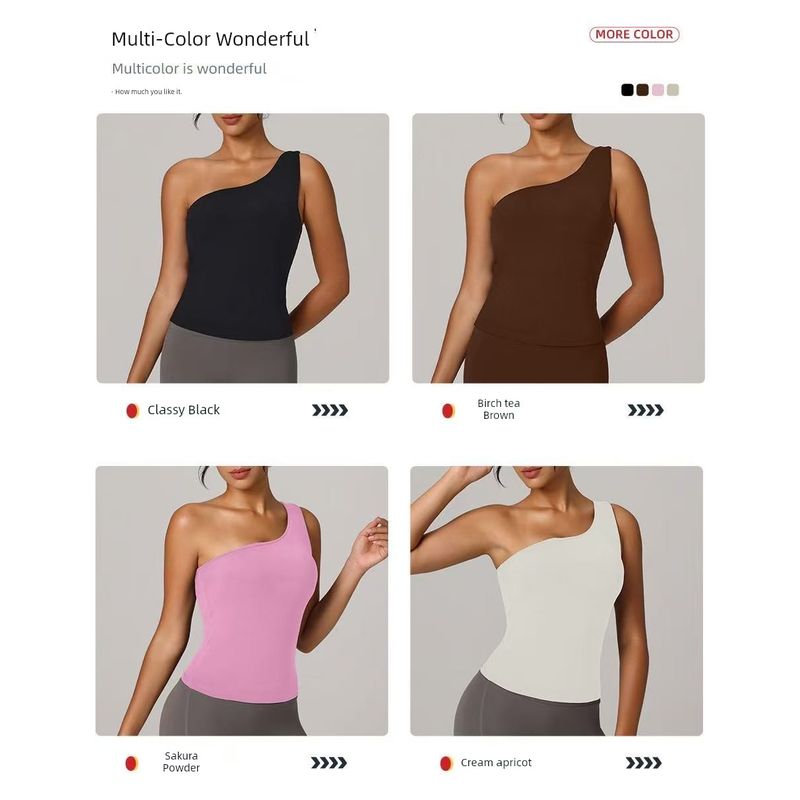 

Yoga Sports Underwear Oblique Shoulder Waist Hugging Shock Absorption Push up Quick-Drying Running Fitness Underwear Pilates Vest Women Pink M