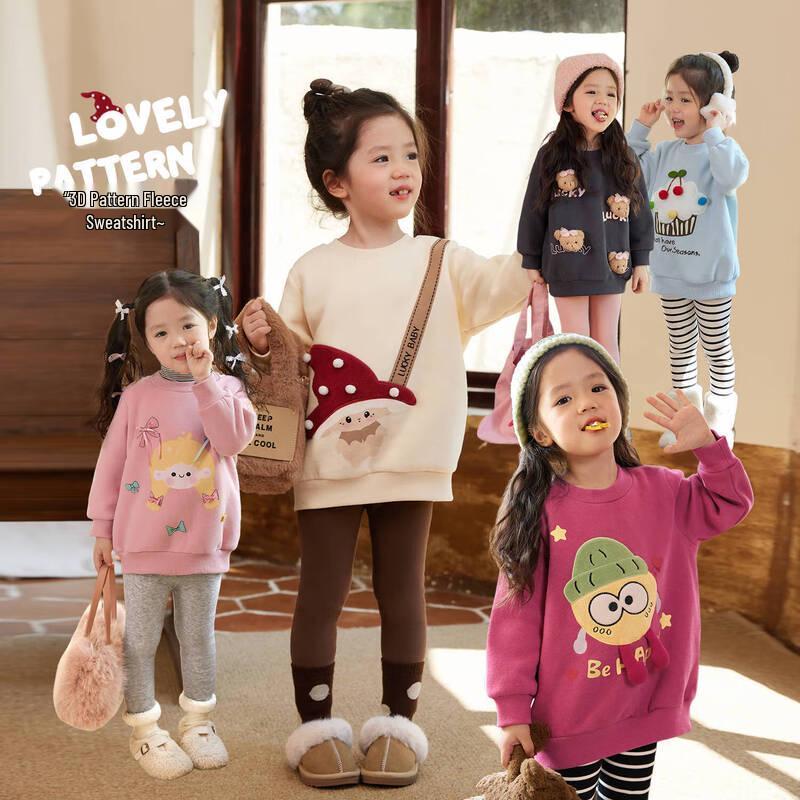 Okids Baby Girl Fleece-Lined Round Neck Sweatshirt 100