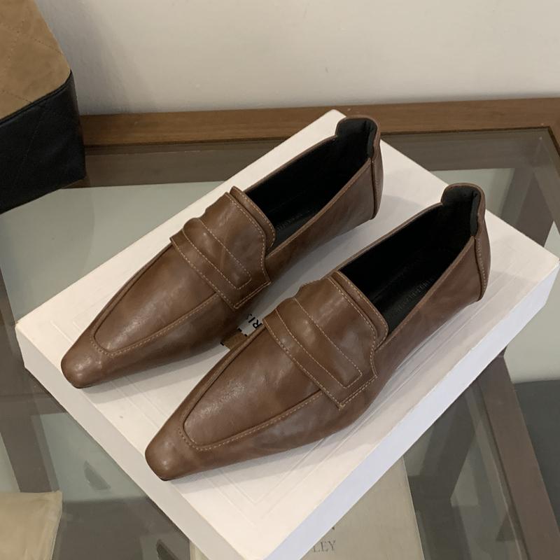 Fashion SUOJIALUN 2025 New Brand Women Flat Shoes Fashion Square Toe Slip On Casual Loafer Shoes Soft Flat Heel Outdoor Dress  Single Sh