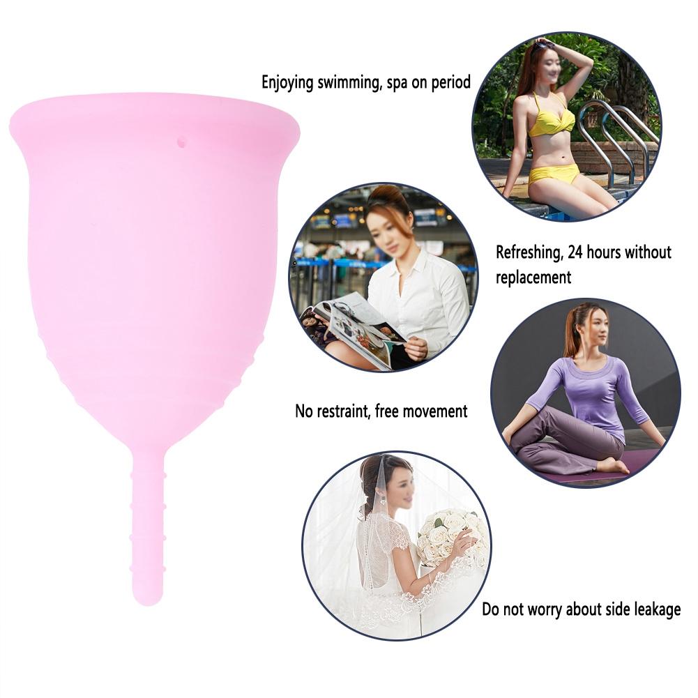 Menstrual Cup Medical Silicone Female Lady Leak Free Safety Feminine Hygiene Cup Pink L
