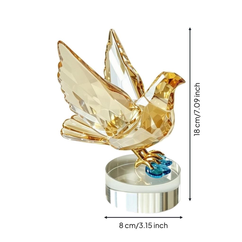 Faceted Crystal Bird Ornament Polished with Pedestal Decorative Desktop