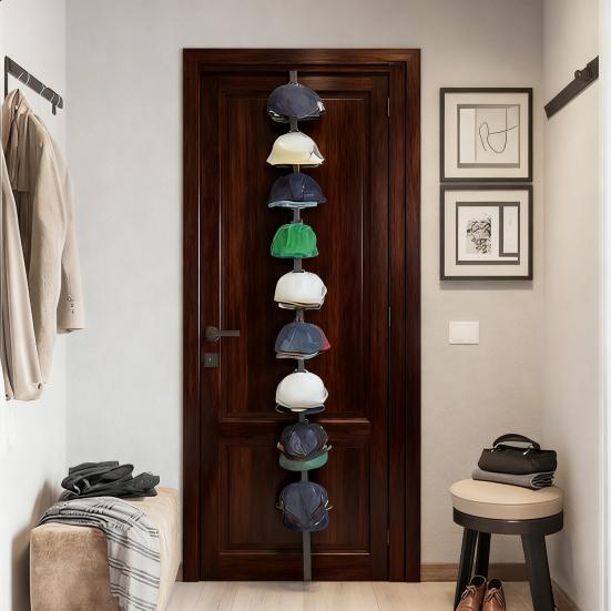 Over-the-Door Hat Hanger Adjustable Baseball Cap Organizer Two-Way Hanging Hat Holder for Entrance Bedroom