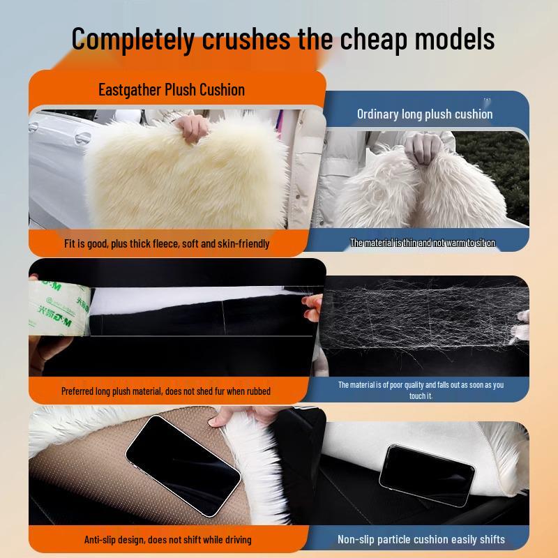 Vinter Plysj Bilsetepute - Enkeltsete, Stilig Furupad for Baksete