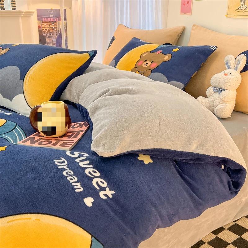 150x200cm Printed Plush Duvet Cover Winter Warm Constant Temperature AB Style Bed Sack Home Furnishing Children Bedding Article