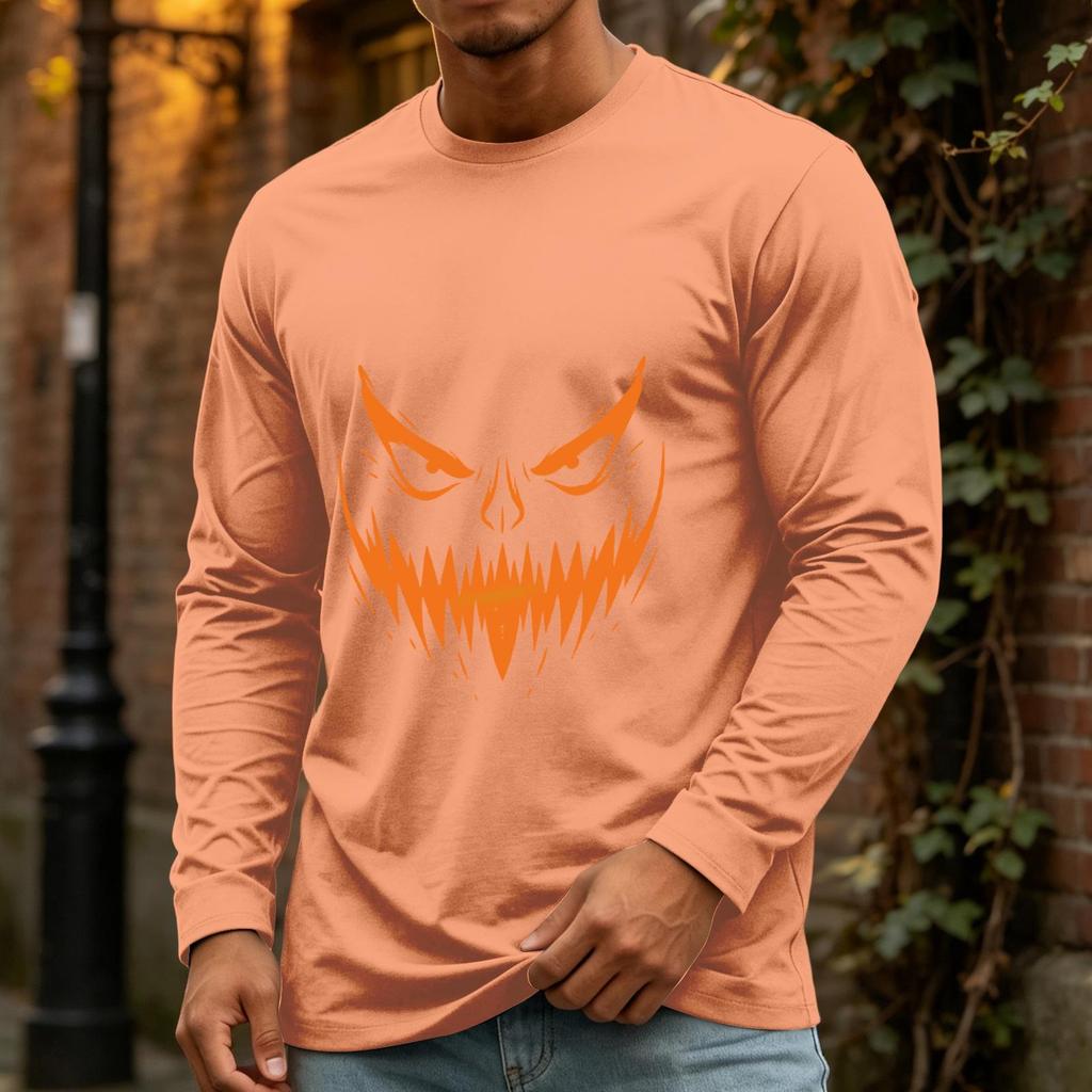 Men's Casual Long Sleeve Neck T-Shirt for Halloween