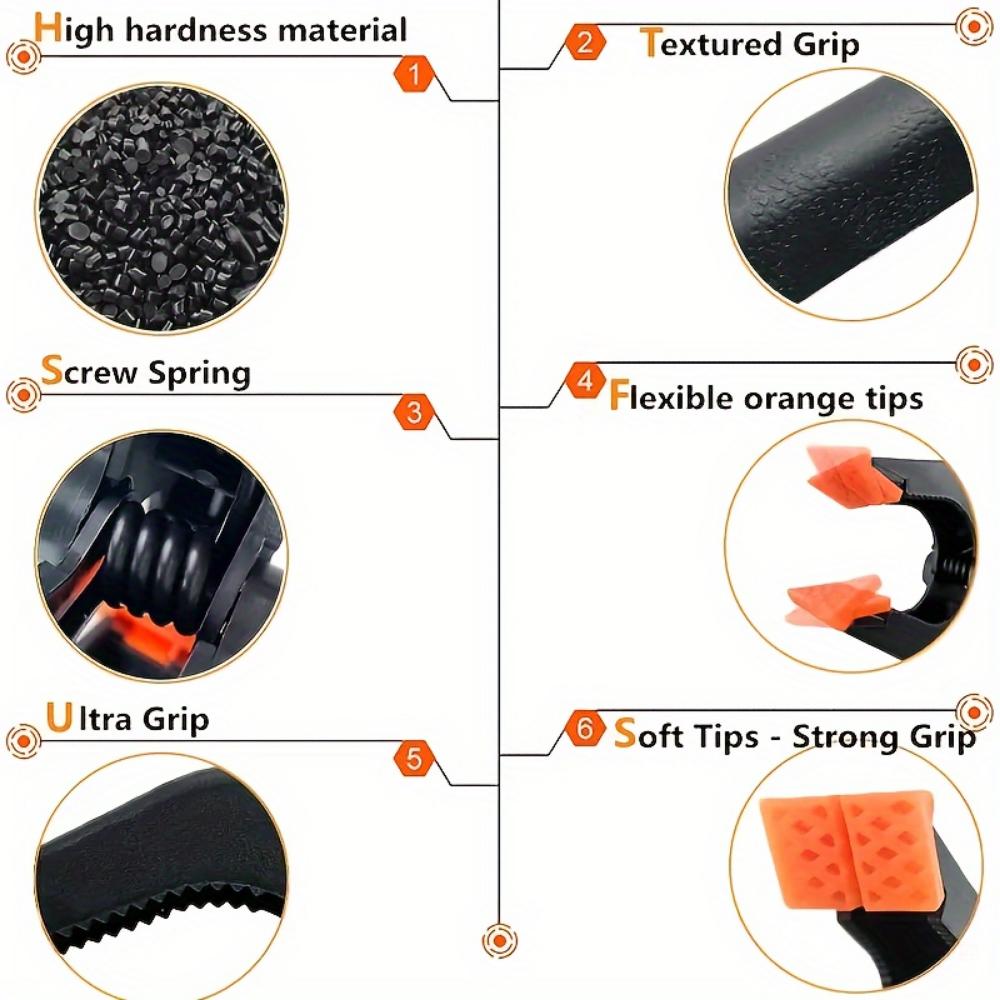 10PCS Black and Orange Plastic Spring Clips, 2-Inch Clamp - Perfect for DIY Woodworking Projects, Workbenches, and Home Workshops