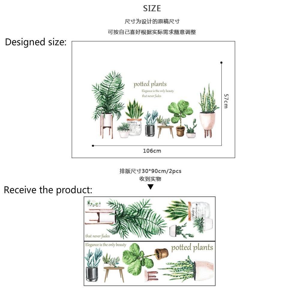 New Bedroom Living Room Potted Succulent Leaf Cactus 3D Decorative Wall Stickers