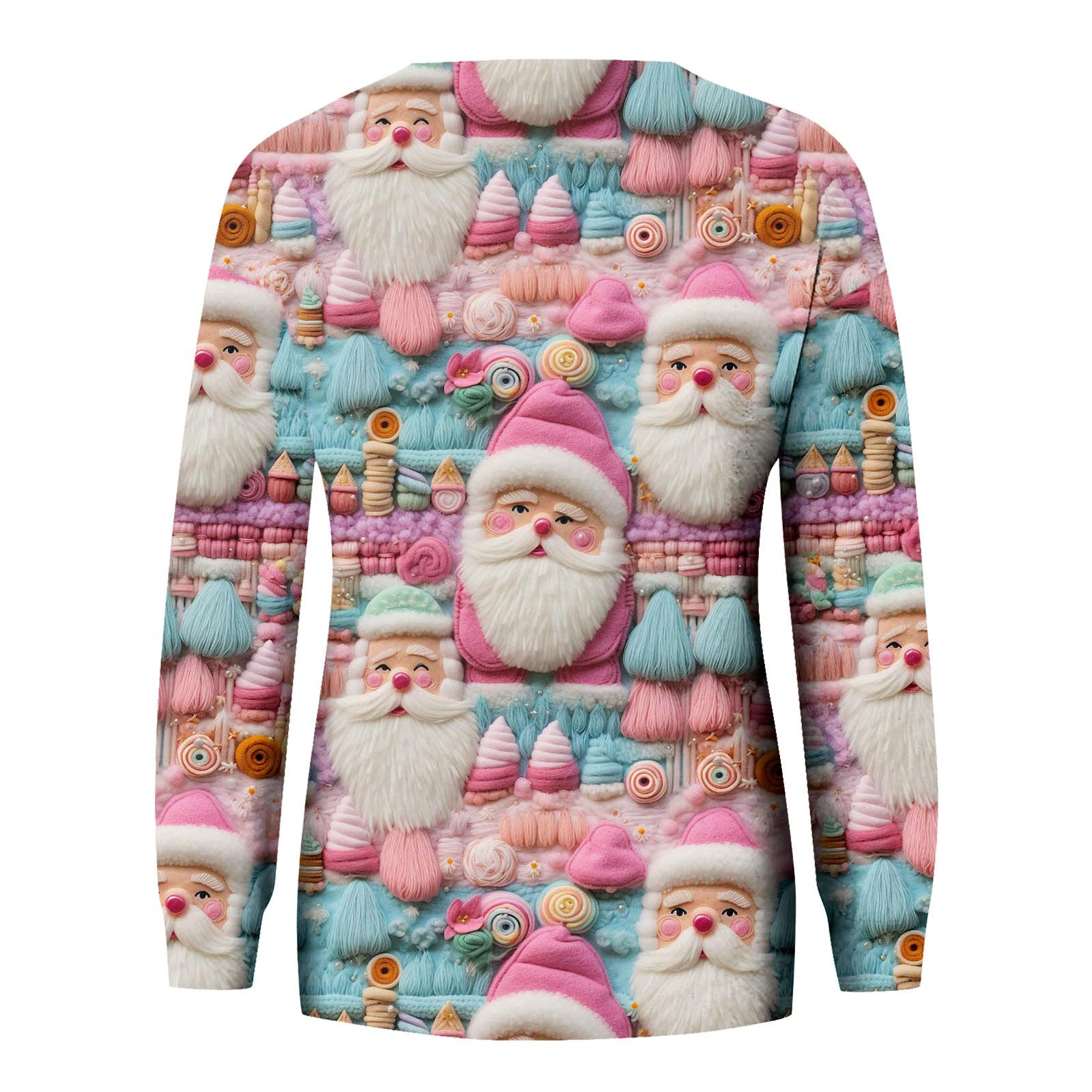 Женская повседневная модная рождественская печать с длинным рукавом и круглым вырезом — фото 4