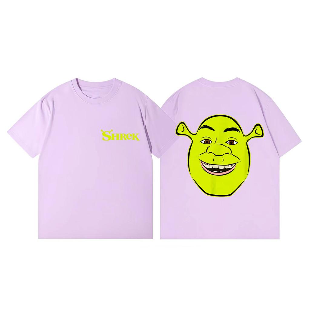 T-shirt Grafiche Divertenti Meme Faccia Grande Sorridente di Shrek Unisex Abbigliamento Donna Harajuku Magliette a Fumetti Estive Casual Ampie Magliette in Cotone