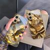 Golden Chicken Luxury For iPhone 16E 15 Pro 14 13 Plus 12 mini 11 15Pro 14Max 13Plus XR Xs X 16 Pro Max Golden glass phone case