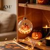 Gift for Halloween Party Glowing Sphere, Lighted Clear Ball Ornament, Cute Witch Hanging Decoration Cat, LED Indoor Mantel Decor Holiday