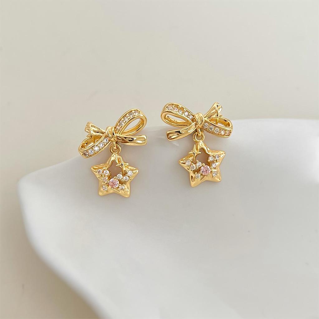 Female Meteor Bow Sweet Personality Niche Earrings 1 pair