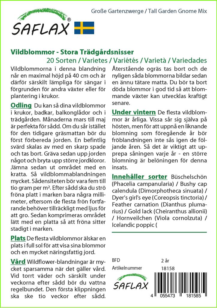 SAFLAX Hoher Gartenzwerg-Mix – 1000 Samen – 20 Wildblumen-Mix