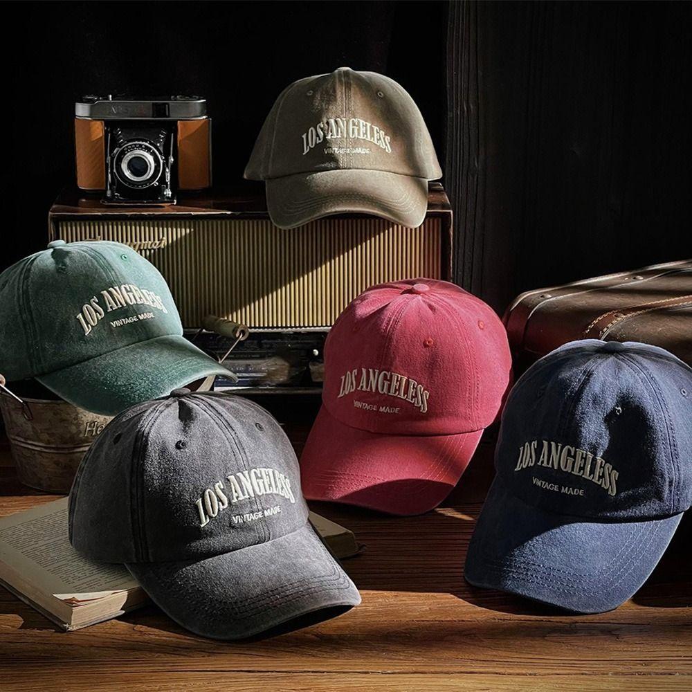 Retro Baseball Caps Letter Embroidery Casual Hat Sun Protection Peaked Caps  Men Women