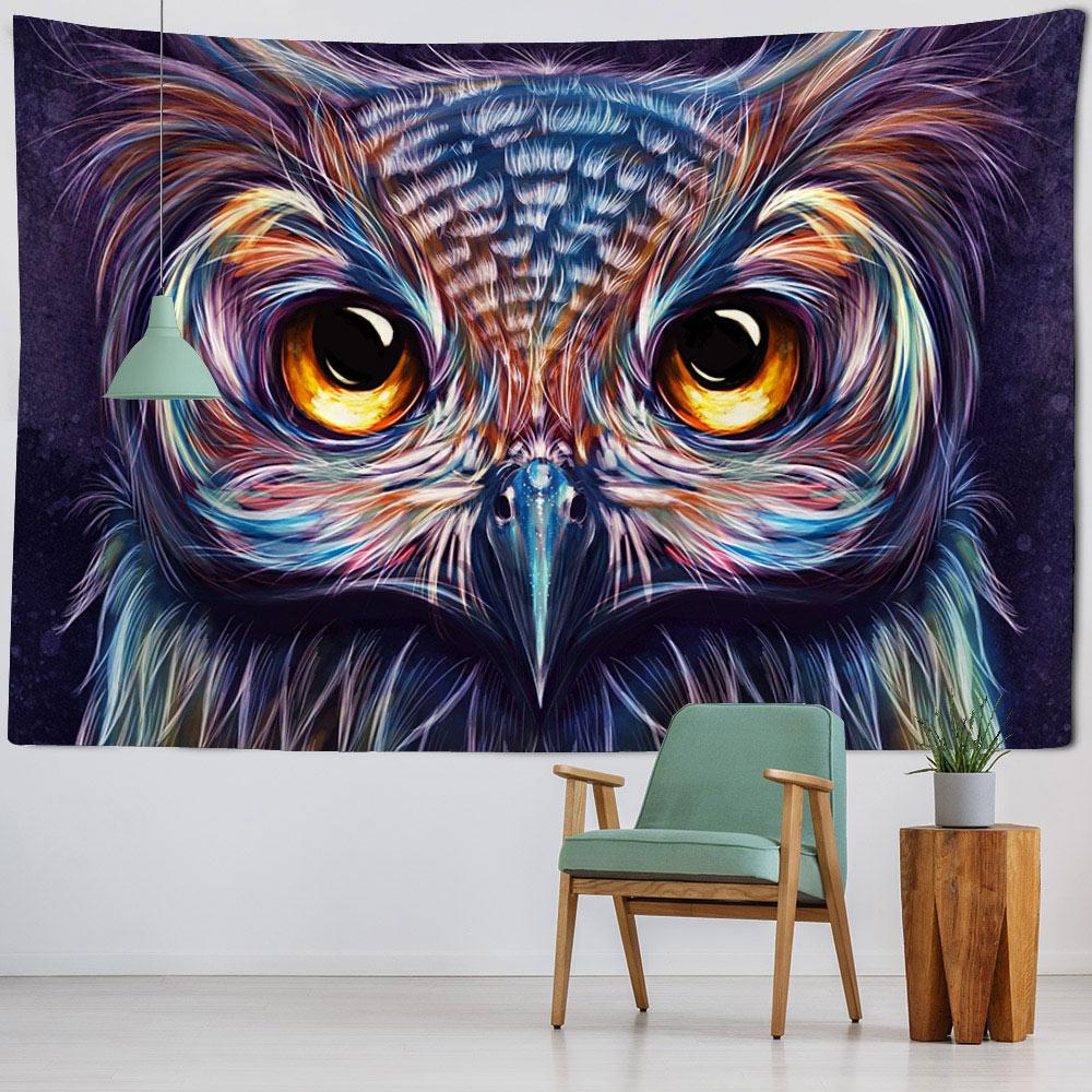 Owl tapestry printed wall hanging psychedelic bohemian hippie witchcraft home background fabric Kawaii art decoration