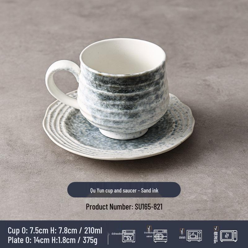Wabi-Sabi Ceramic Coffee Cup & Saucer Set: Exquisite, High-End Latte Cup Perfect for Afternoon Tea