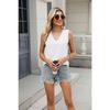Sommer Neue Einfarbig V-ausschnitt Lose Ärmelloses Casual T-shirt Weste Top