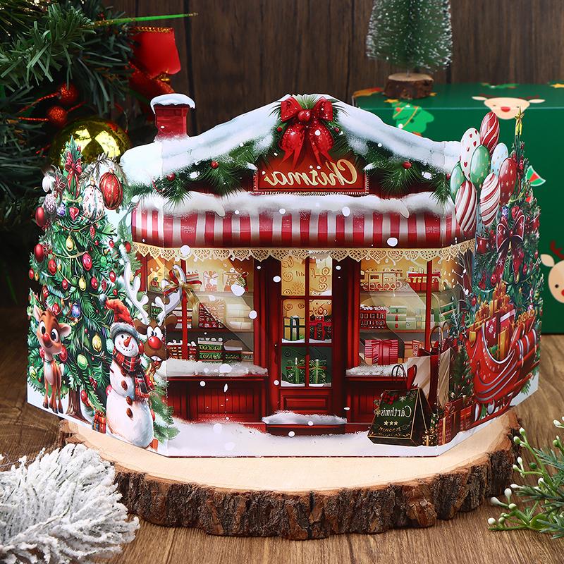 1Pc 3D Christmas Card With Snowy Winter House And Santa Claus Design Envelope Included Festive Greeting For Family Friends