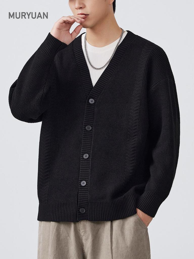 Mu Yuan Unisex Single-Breasted Cardigan - Autumn/Winter Loose Knit Sweater