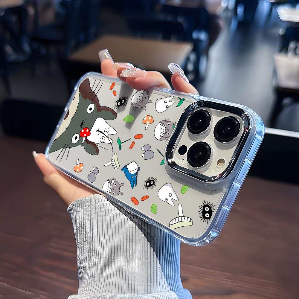 Cute Cartoon Totoros Phone Case for Apple iPhone 17 Air 16 16e 15 14 13 12 11 Pro Max X Xs XR 8 Plus Luxury Clear Cover